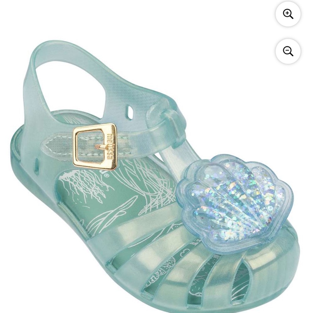 Mimi Melissa Girls Aqua Sandals with Glitter Shell